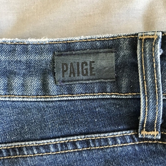 Paige Jacqueline Straight Jeans Womens 28 Blue Stretch 27" Inseam Frayed Hem - Picture 13 of 14